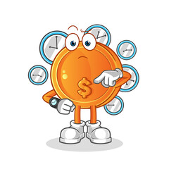 dollar coin with wristwatch cartoon. cartoon mascot vector
