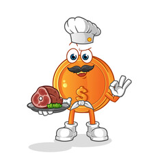 dollar coin chef with meat mascot. cartoon vector