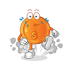 dollar coin running illustration. character vector