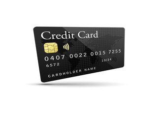 Mockup Black Credit Card on White Background