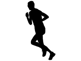 ジョギングをする男性シルエット_横顔1