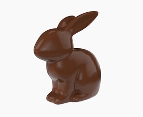 Easter chocolate bunny on white background
