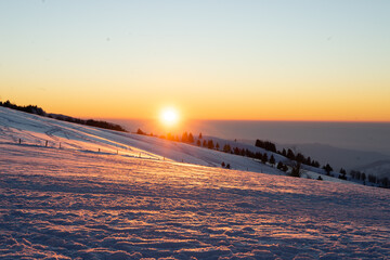 Schwarzwald Panorama Sonnenuntergang im Winter 