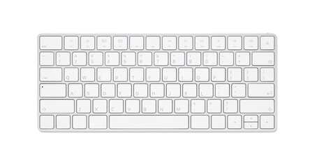 Close up white computer keyboard isolated on white background with clipping path - obrazy, fototapety, plakaty