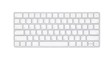 Fotobehang Close up white computer keyboard isolated on white background with clipping path © feeling lucky