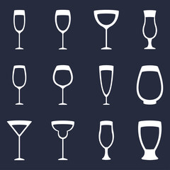cocktail drinks shapes icon set design