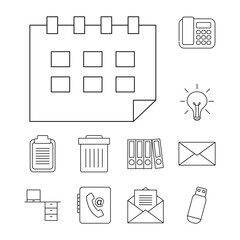 Obraz premium calendar and office icon set, line style