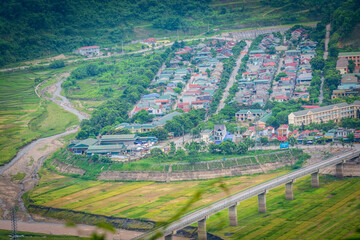 Terraced fields in the ripe rice season