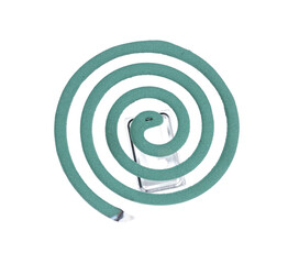 Insect repellent coil isolated on white, top view