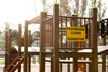 Obraz premium Empty children's playground closed during COVID-19 quarantine