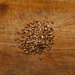 buckwheat on a wooden board гречка