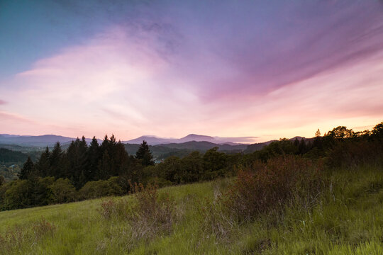purple mountain at sunset 