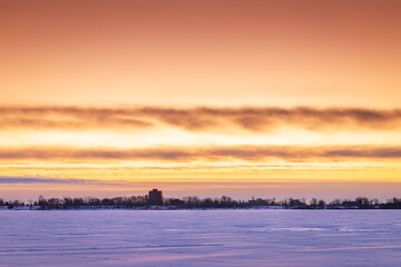 Sunrise Glowing Over A Winter Park