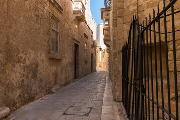 Streets of Valletta (or Il-Belt), the tiny capital of the Mediterranean island nation of Malta