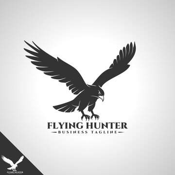 Eagle Logo with Flying Hunter design concept