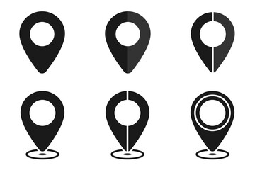 Black and white icon, label on the map. Set of icons. Illustration