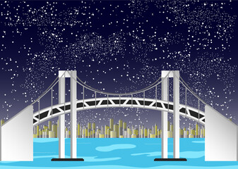 東京湾の風景　星空夜景　