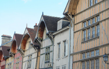 Colorful antique half-timbered houses in the village of Troyes, France, Europe