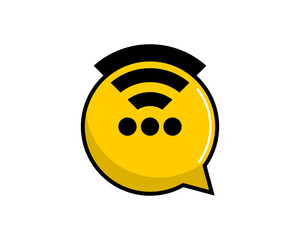 Bubble chat with wifi connection logo