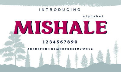 Mishale font. Elegant alphabet letters font and number. Classic Copper Lettering Minimal Fashion Designs. Typography fonts regular uppercase. vector illustration