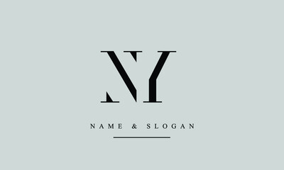 NY, YN, N, Y Letter Logo Design with Creative Modern Trendy Typography	 - obrazy, fototapety, plakaty