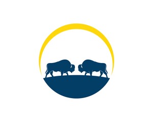 Circle shape with twin byson and yellow swoosh