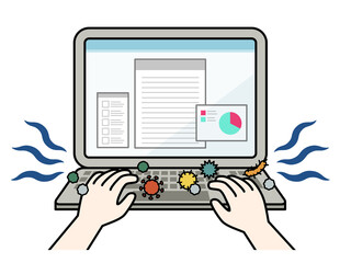 ウイルスや菌が付着しているパソコンキーボード