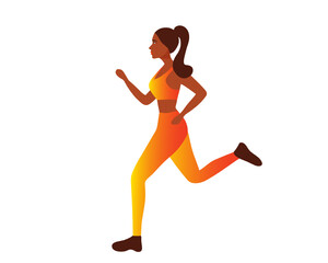Fototapeta na wymiar Running woman isolated vector illustration. Health care concept