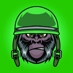 gorilla with helmet mascot logo