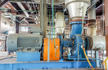 several water pumps with large electric motors