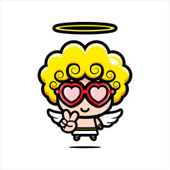 cute cupid character designs wearing love glasses
