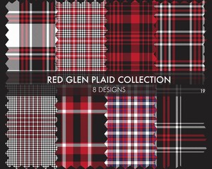 Red Glen Plaid Tartan Seamless Pattern Collection