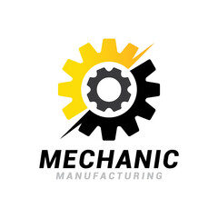 Gear Manufacturing service, industrial factory logo icon vector template.