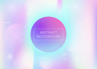 Dynamic shape background with liquid fluid. Holographic bauhaus gradient with memphis elements. Graphic template for book, annual, mobile interface, web app. Bright dynamic shape background.