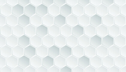 3D Futuristic honeycomb mosaic white background. Realistic geometric mesh cells texture. Abstract paper Hexagon white Background.Abstract Technology, Futuristic Digital Hi Tech Concept. Vector EPS 10
