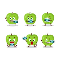 Photographer profession emoticon with new green apple cartoon character