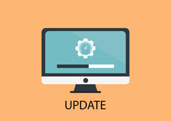  Data update or synchronize with bar process icon flat design vector illustration.Eps10.