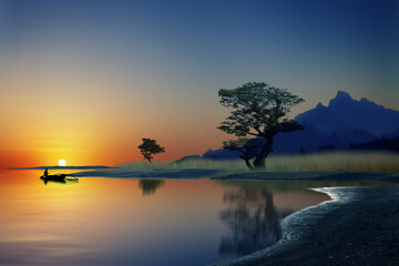 sunrise over the lake