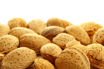 Shell raw almonds are delicious and healthy for snacking