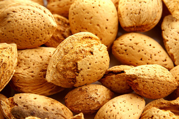 Shell raw almonds are delicious and healthy for snacking
