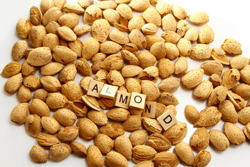 Shell raw almonds are delicious and healthy for snacking