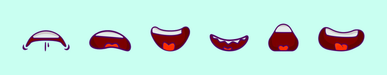 set of mouth cartoon icon design template with various models. vector illustration isolated on blue background