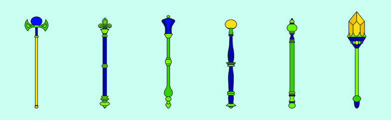 set of sceptre cartoon icon design template with various models. vector illustration isolated on blue background