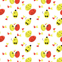 pattern of yellow and red eggs with different emotions
