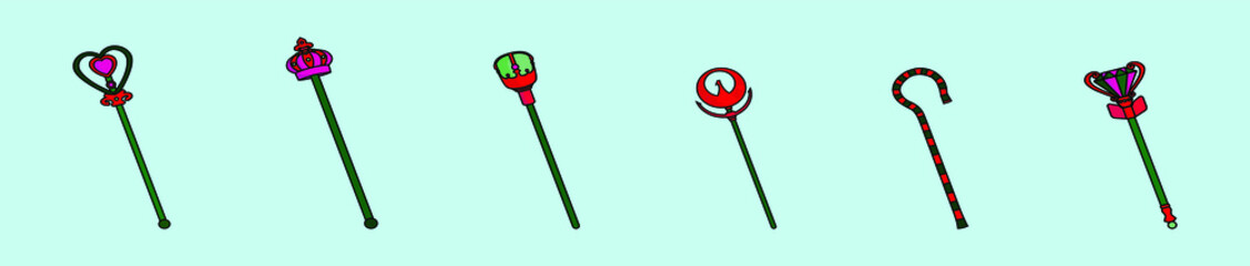 set of sceptre cartoon icon design template with various models. vector illustration isolated on blue background