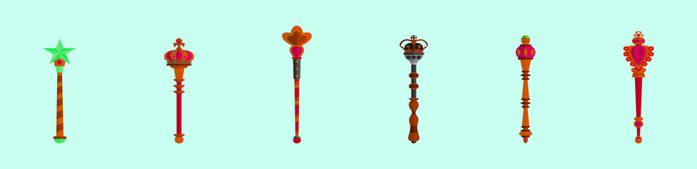 set of sceptre cartoon icon design template with various models. vector illustration isolated on blue background
