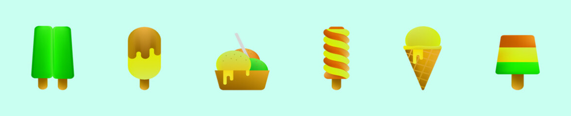 set of summer ice cream cartoon icon design template with various models. vector illustration isolated on blue background