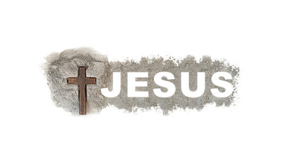 Ash wednesday word written in ash and jesus cross as a religion concept.Ash Wednesday is a...