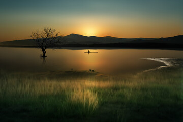 wonderful sunset on the lake