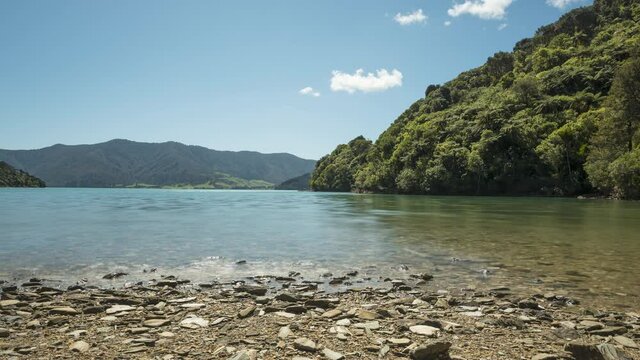 Time-lapse at Nikau Cove, Kenepuru Sound, Marlborough Sounds, New Zealand. 